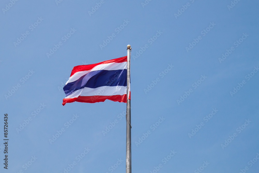 thailand flag with blue sky thailand flag with blue sky