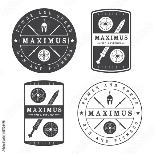 Set of gym logo in vintage style