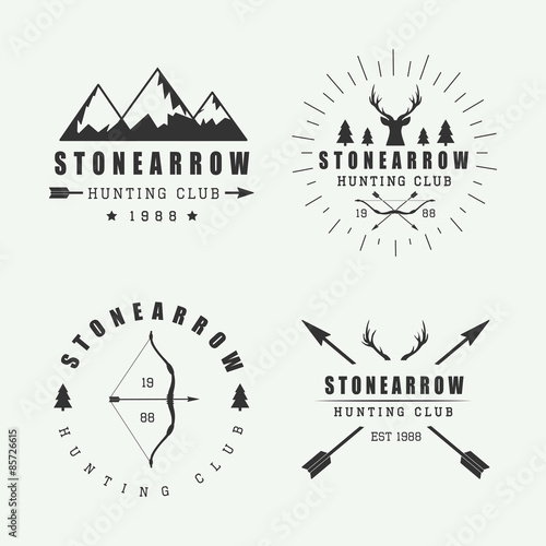 Set of vintage hunting labels, logos and badges