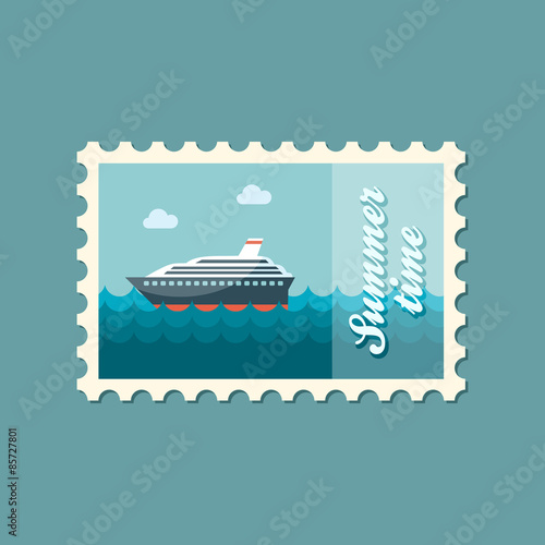 Cruise transatlantic liner ship flat stamp