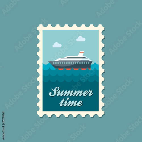 Cruise transatlantic liner ship flat stamp