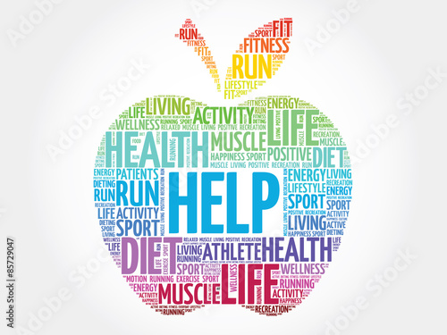 Colorful Help apple word cloud concept
