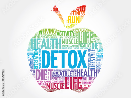 Colorful DETOX apple word cloud concept