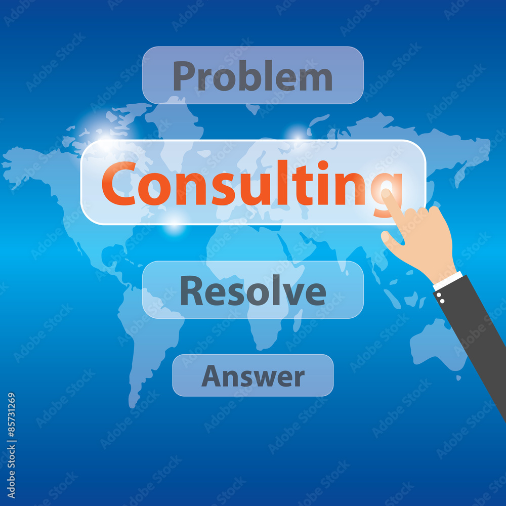 Businessman touching Consulting sign, vector Businessman touching Consulting sign, vector