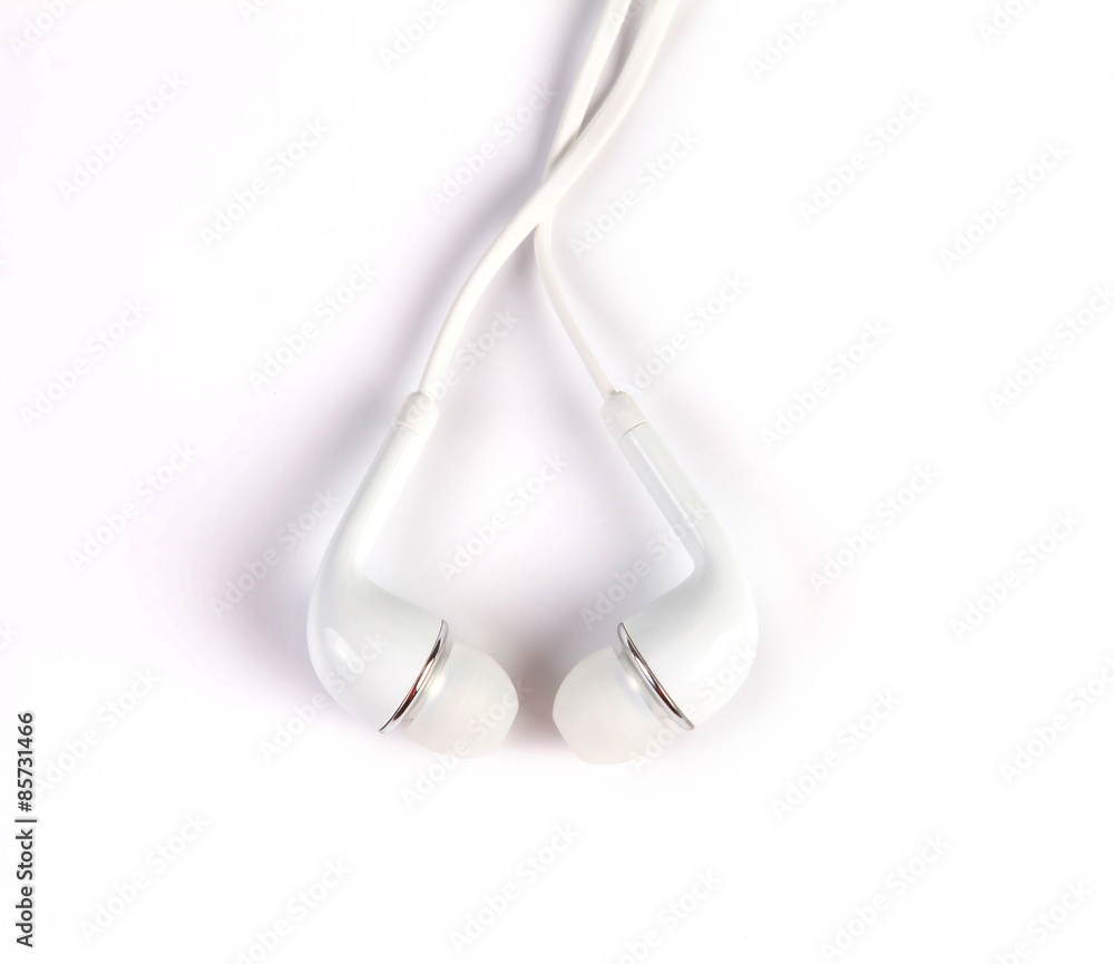 earphones on white background earphones on white background