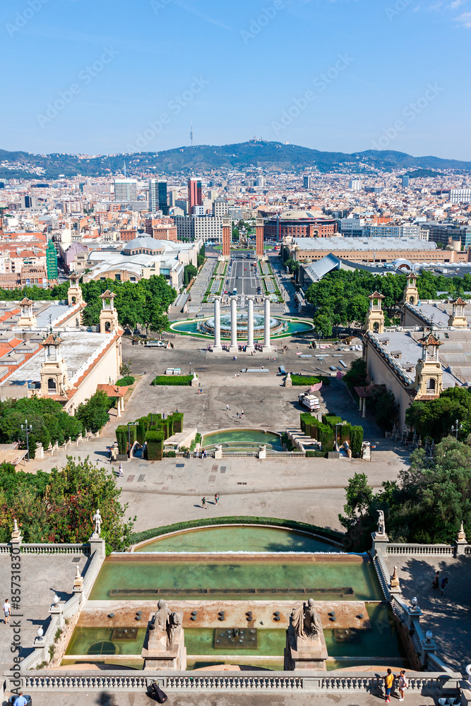  Aerial view of Barcelona from Montjuic hill