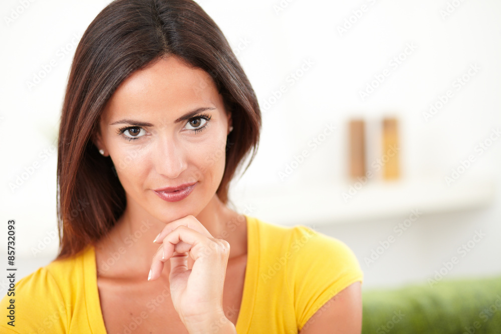 Confident caucasian woman looking at the camera Confident caucasian woman looking at the camera