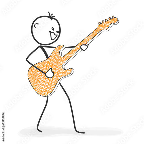 Strichmännchen spielt Gitarre - Musiker, Guitarre, Sänger, Gitarrespieler, Rocker, Konzert, Musik, Instrument, Musikinstrument, musician, guitar, singer, guitarist, rocker, concert, music, instrument