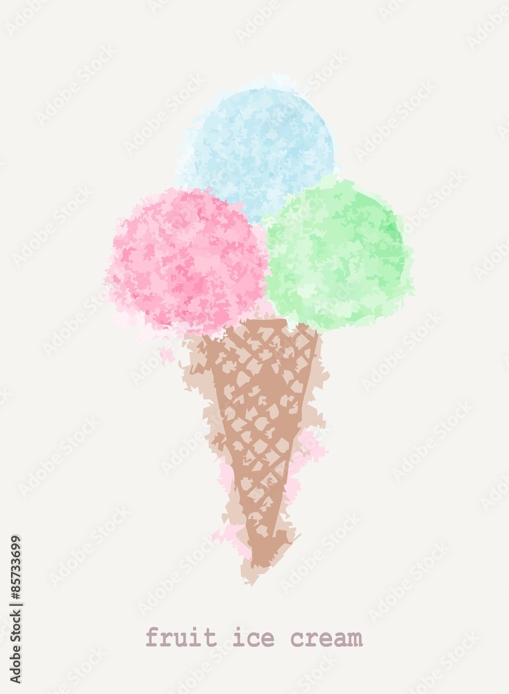 Vector fruit ice cream in blurred style