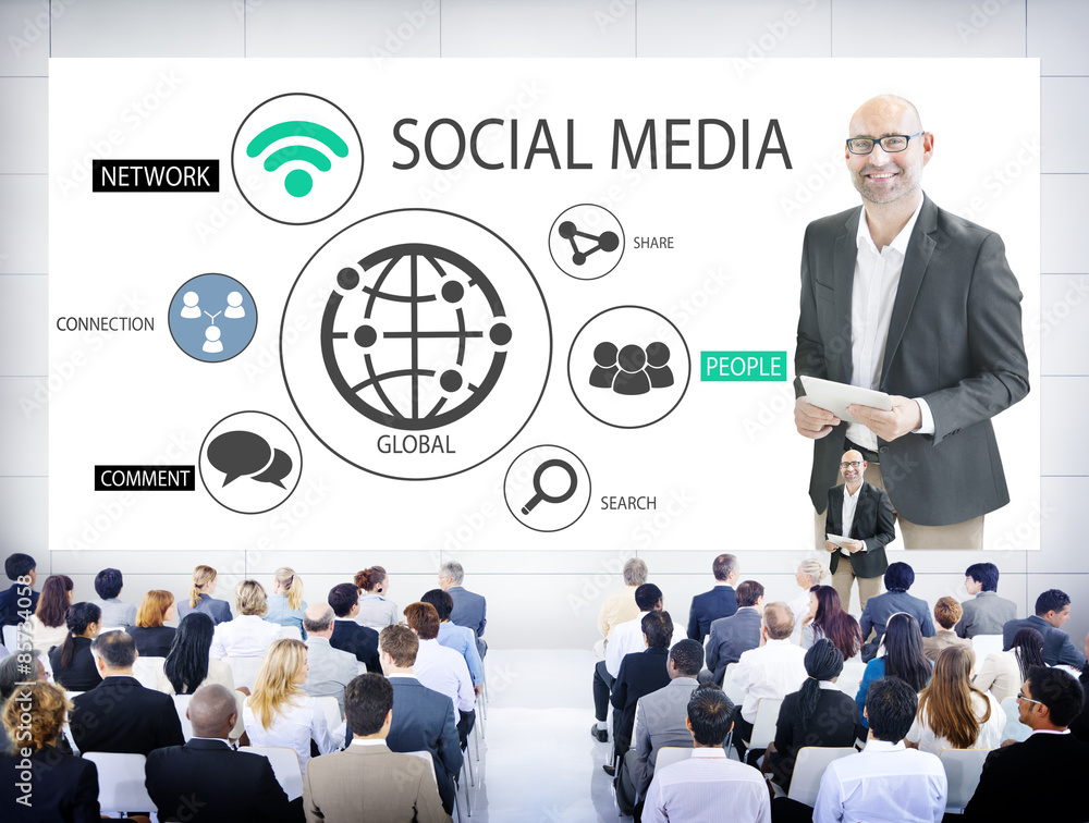 Diverse Business People in a Seminar About Social Media Diverse Business People in a Seminar About Social Media