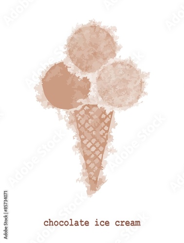 Vector chocolate ice cream in blurred style