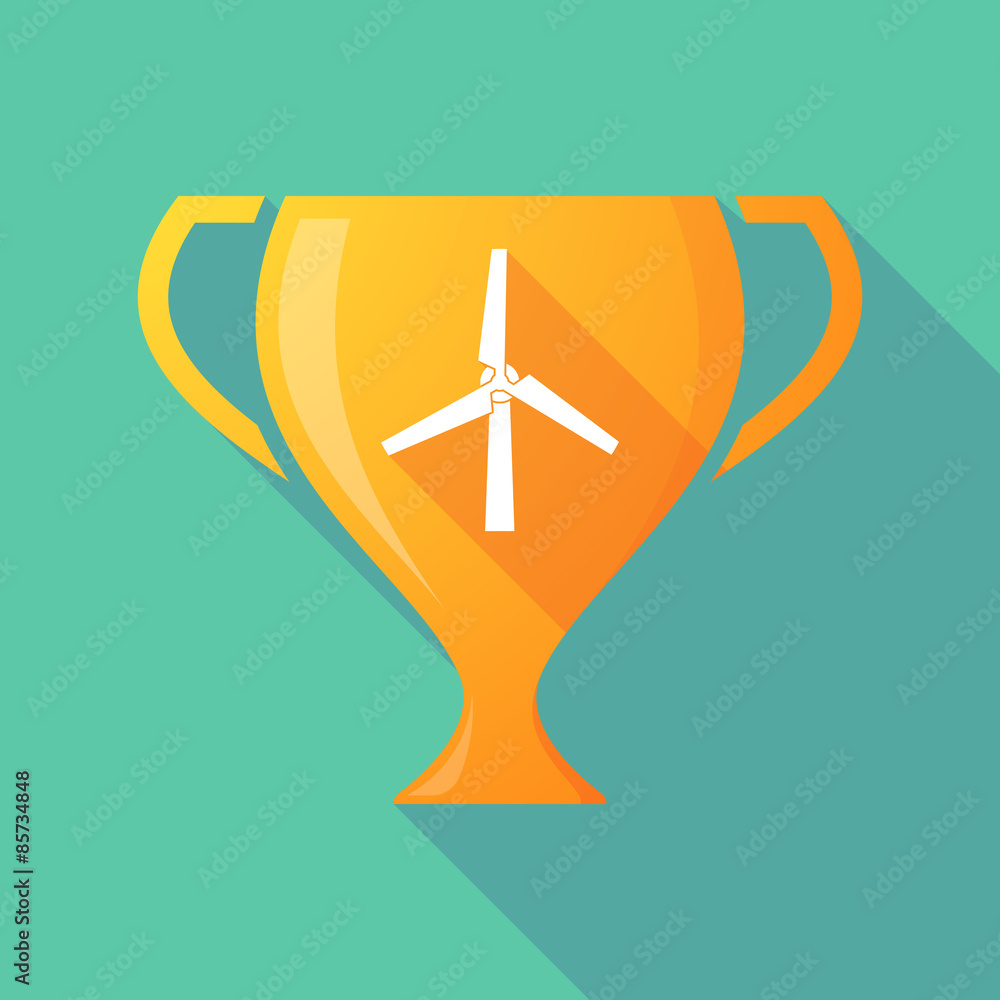 Long shadow trophy icon with a wind generator Long shadow trophy icon with a wind generator