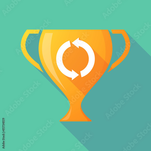 Long shadow trophy icon with a recycle sign