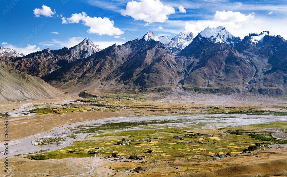 View of Zanskar valley around Padum village