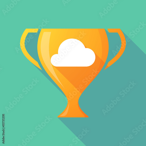 Long shadow trophy icon with a cloud