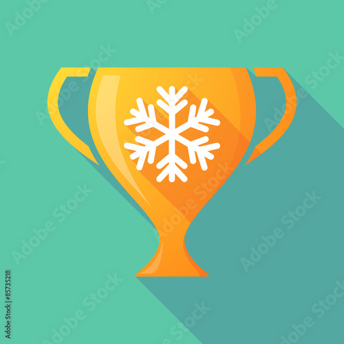 Long shadow trophy icon with a snow flake