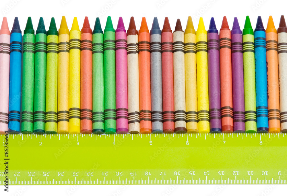 Crayon And Ruler Border Generic Crayons Lined Up On Top Of A Brightly Colored Ruler To Make A Border Stock Photo Adobe Stock