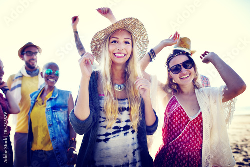 Teenagers Friends Beach Party Happiness Concept