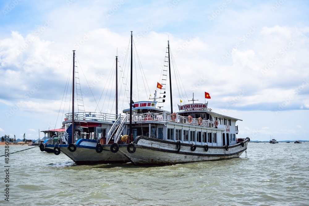 Fototapeta premium Pier in Thien Cung Cave Island. Ha Long Bay, Vietnam