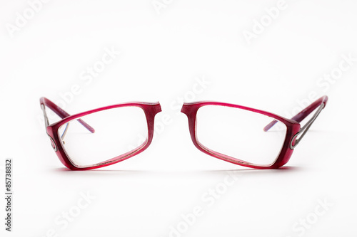 broken glasses, isolated on white background