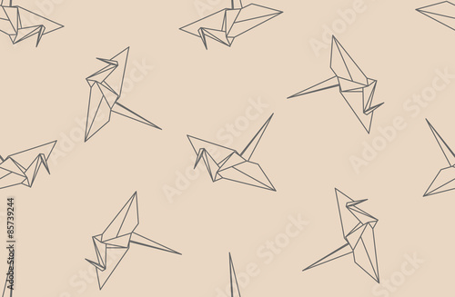 Linear paper cranes, seamless origami pattern