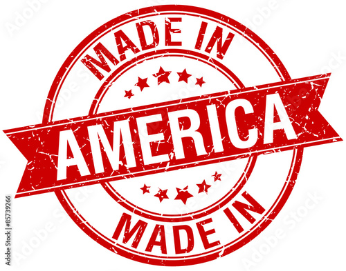 made in America red round vintage stamp