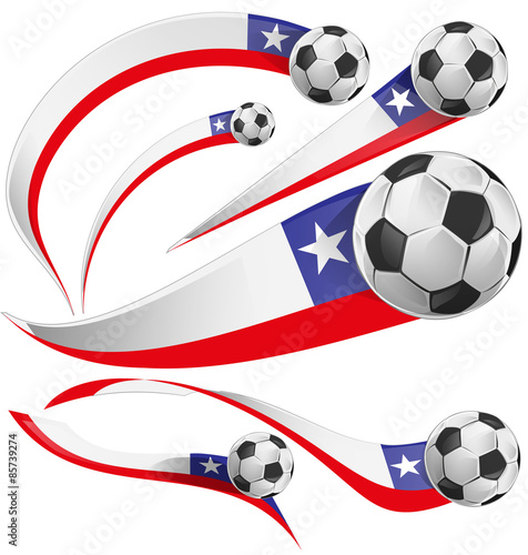 chile flag  with soccer ball isolated on white background