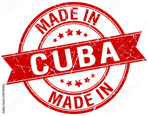 made in Cuba red round vintage stamp