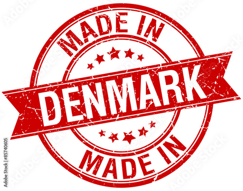 made in Denmark red round vintage stamp