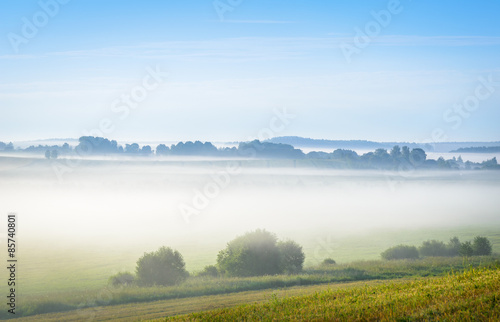 mist over the fields