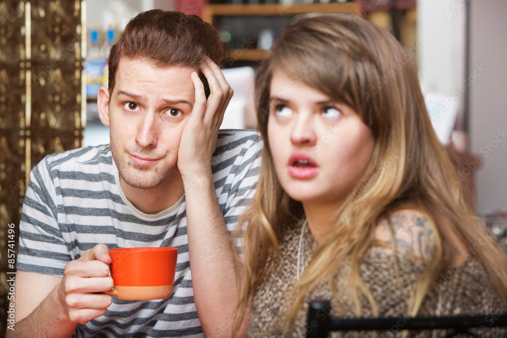 Naklejka premium Couple with Communication Problem