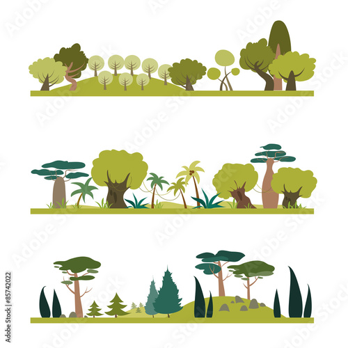 Set of different trees species 