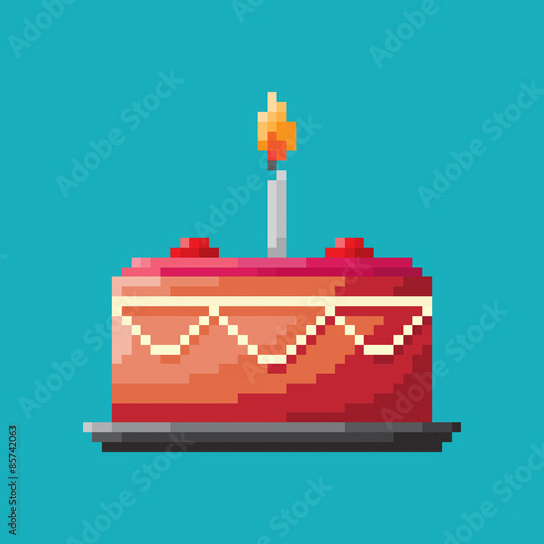 Birthday cake, Pixel concep...
