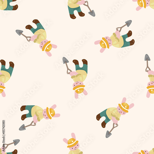 animal rabbit worker cartoon   cartoon seamless pattern background