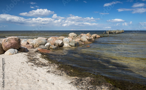 Old broken pier at the Baltic Sea, Latvia