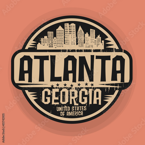 Stamp or label with name of Atlanta, Georgia