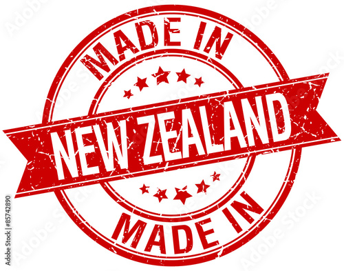 made in New Zealand red round vintage stamp