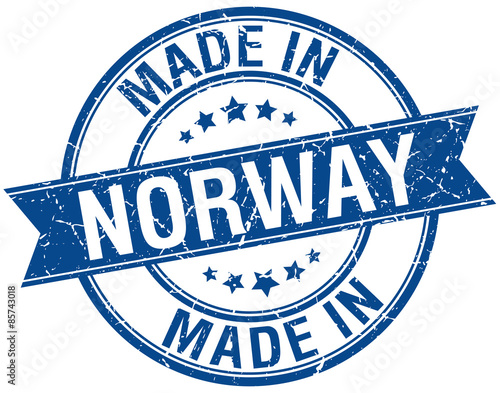 made in Norway blue round vintage stamp
