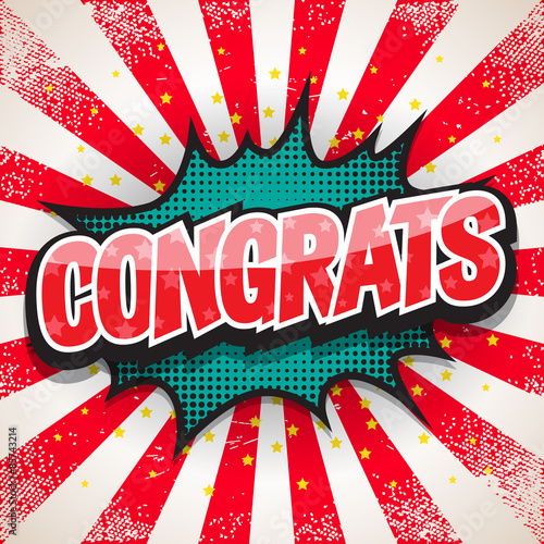 Comic Speech Bubble, Congrats, Vector illustration