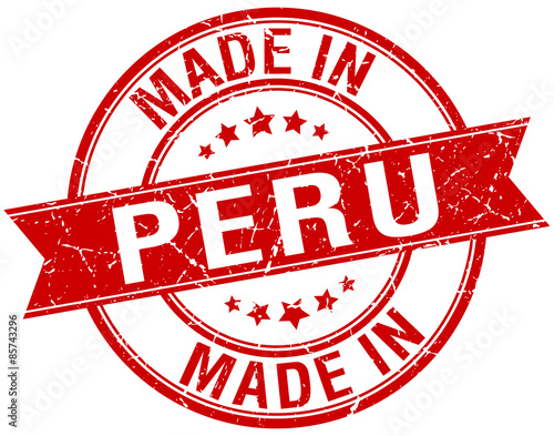 made in Peru red round vintage stamp