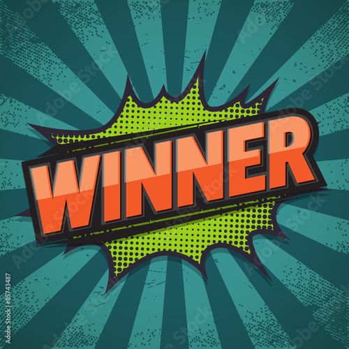 Comic Speech Bubble, Winner, Vector illustration