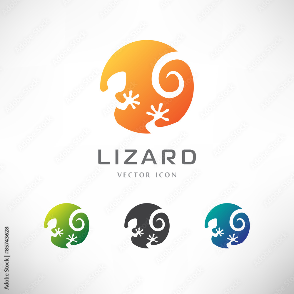 Fototapeta premium Circle Icon with Lizard. Vector Logo.