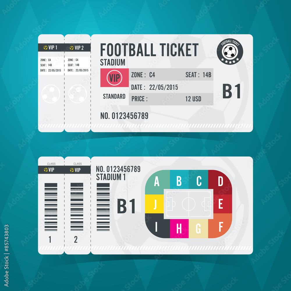 Fototapeta premium Football ticket card modern design. Vector illustration