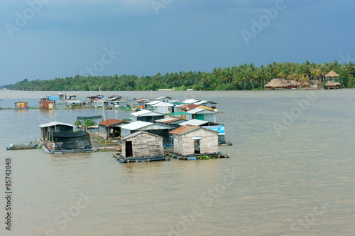 Floating residence, floating house, Ben Tre river photo