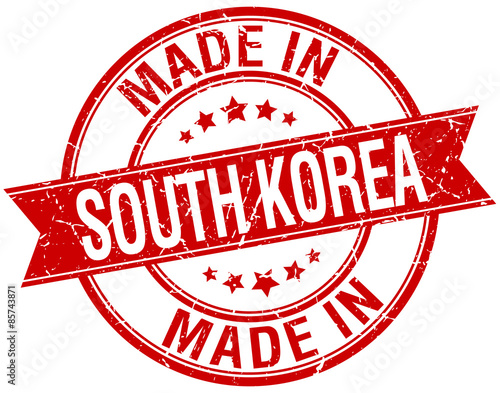 made in South Korea red round vintage stamp