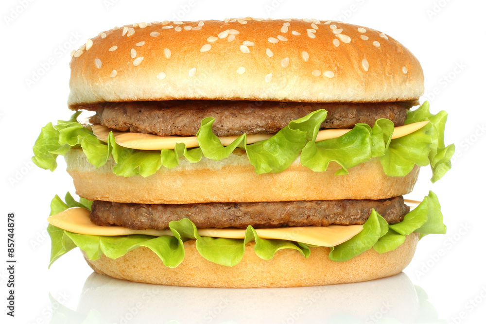 Big hamburger on white background Big hamburger on white background