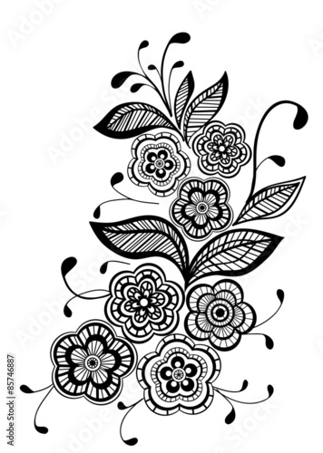 Fototapeta Naklejka Na Ścianę i Meble -  beautiful black and white floral pattern design element