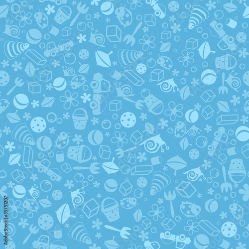 Background with the image of children's toys and insects.