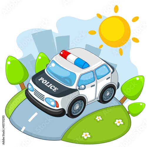Police car traveling on the road
