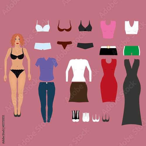 Paper doll with clothing set